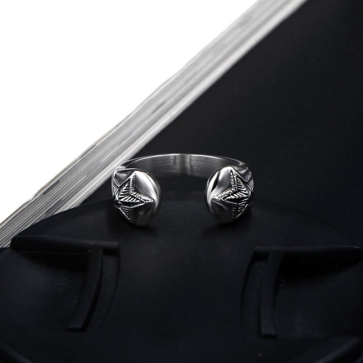 แหวนดาวคู่สำหรับผู้ชายผู้หญิงซีรีส์ไทเทเนี่ยมแหวนเหล็กเรโทรโชว์ไทเทเนี่ยม