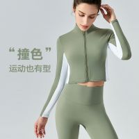 [COD] and winter stand-up collar yoga zipper jacket womens color-blocking self-cultivation slimming long-sleeved running fitness sports