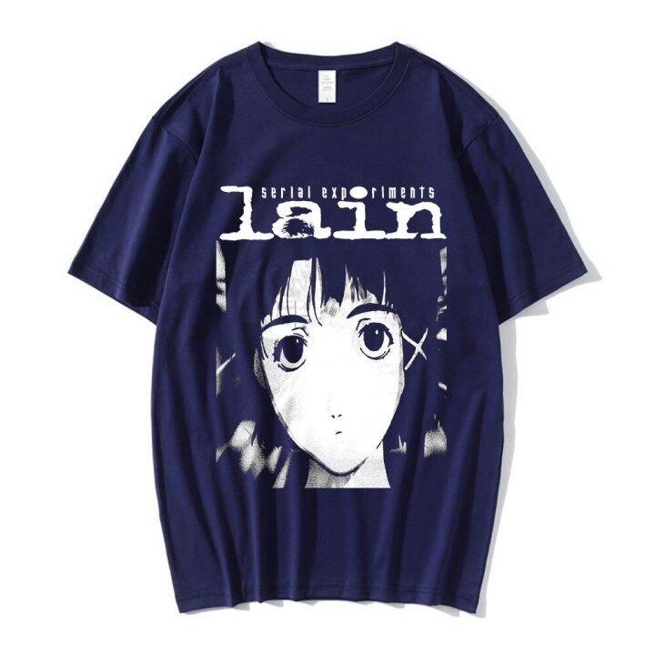 ญี่ปุ่น-anime-serial-experiments-lain-เสื้อยืด-iwakura-สาวการ์ตูน-sci-fi-แขนสั้นเสื้อยืดขนาดใหญ่เสื้อลำลองผู้ชายแขนยาว