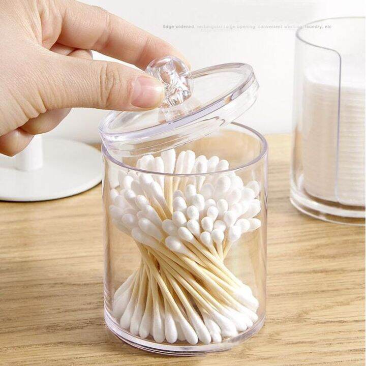 storage-box-bathroom-organizer-round-plastic-box-transparent-food-jar-cosmetic-cotton-swab-cosmetic-storage-box