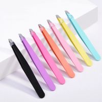 ☸  8 Color 96mm Eyebrow Tweezer Colorful Hair Hairs Slanted Brow Removal Makeup Tools