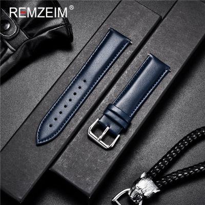 Calfskin Leather Watch Strap 14mm 16mm 18mm 20mm 22mm Watchband For Women Men Watch Accessories Solid Buckle Blue Red Green