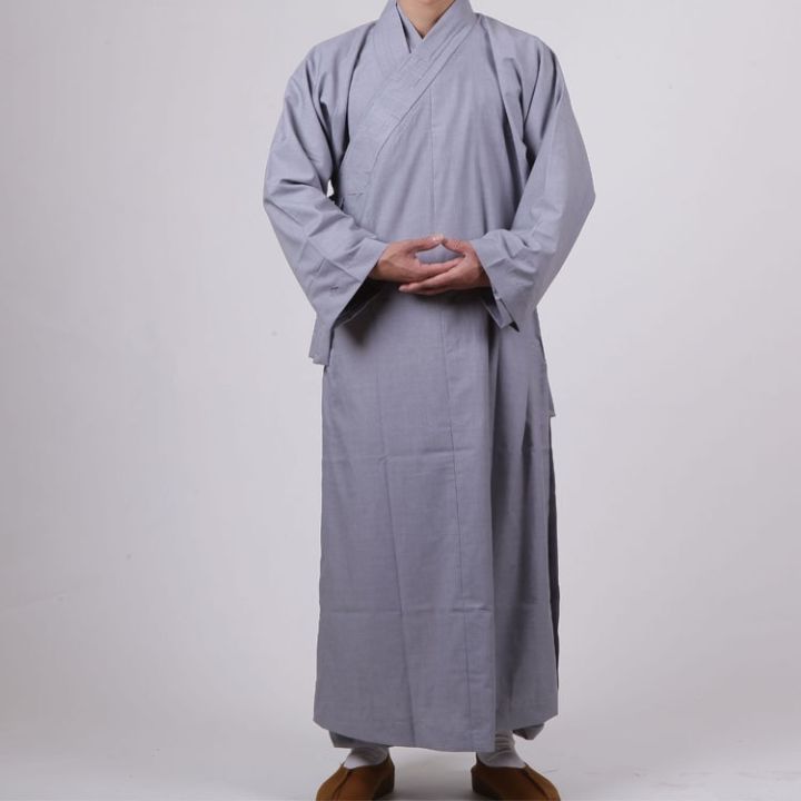 ชุดคลุมและชุดคลุมพระสีน้ำตาลสีเทาชุดยาวชุดคลุมสำหรับผู้ที่มีศาสนาพุทธแบบ-taichi-kung-fu-แบบดั้งเดิมของชาวพุทธ