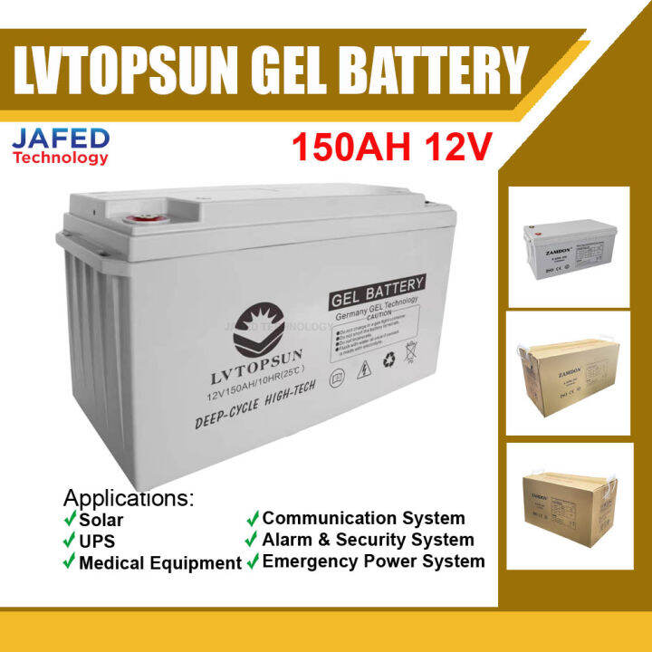 JAFED 150AH 12V LVTOPSUN Gel Deep Cycle Rechargeable Sealed Lead Acid ...