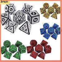 BRAIN ของใหม่ สำหรับ TRPG DND 7-Die อุปกรณ์เสริมเกม ชุดลูกเต๋า กลิตเตอร์ สีรุ้ง