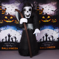 Inflatable Ghost ของเล่นฮาโลวีนยักษ์ Scythe Reaper Inflatable ตุ๊กตา LED ไฟสนามหญ้ากลางแจ้ง Home Party ตกแต่ง Props