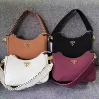 GUESS Womens bag new solid color zipper underarm bag simple fashion shoulder bag hand-held woven bag all-match