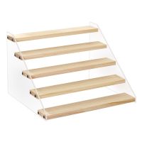 DIY Wooden Panel Riser Spices &amp; Condiments Rack Blind Box Display Rack Desktop Trapezoidal Display Stand