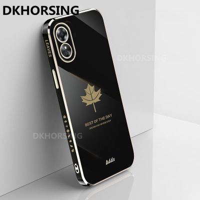 DKHORSING Luxury ใบเมเปิลเคสโทรศัพท์ OPPO A78 5G Electroplated ซิลิโคนปลอกอ่อน Oppo A78 2023เลนส์ป้องกันการกระแทกฝาปิดโทรศัพท์สมาร์ท