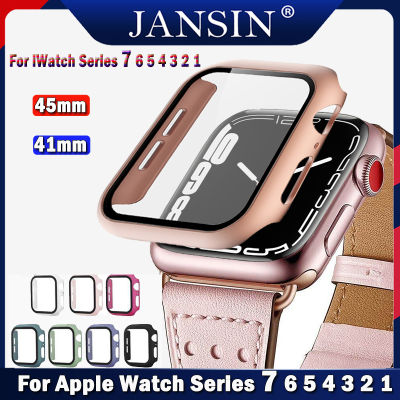 ระจกนิรภัยสำหรับชุดนาฬิกา สาย Apple Watch 7 41มม.45มม.ปกป้องหน้าจอครอบคลุมสำหรับ สาย Apple Watch Series 7 6 SE 5 3 2 1 45มม.44มม.40มม.42มม.38มม.