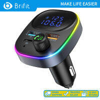 Brifit เครื่องส่งสัญญาณ FM ในรถยนต์ เครื่องเล่น mp3 ในรถยนต์ ที่ชาร์จแบตในรถ 12-24V พอร์ต USB คู่ + 18W PD การชาร์จอย่างรวดเร็ว Bluetooth 5.0 เสียงแฮนด์ฟรี USB การชาร์จอย่างรวดเร็ว