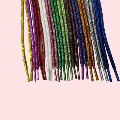 1Pair Colorful Polyester Round Shiny Shoelaces Fashion Classic Unisex Elastic Shoe Laces Sneakers Casual Shoelace 100/140cm