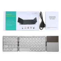 64 Keys Three Folding Round Cap Bluetooth Keyboard Ultra-Thin Computer Office Phone Tablet With Touch Pad