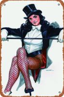 Zatanna โปสเตอร์โลหะดีบุกรูปการ์ตูนป้ายย้อนยุคตกแต่งโลหะวินเทจศิลปะบนผนังสำหรับบ้านร้านกาแฟคลับตกแต่งผนังบาร์ขนาด8X12นิ้ว