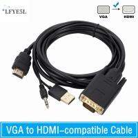 LFYE5L อินพุต VGA สายเคเบิลที่รองรับ VGA เป็น HDMI VGA ไปยัง HDMI เอาต์พุต HDMI ง่ายต่อการติดตั้ง 1080P สำหรับ/dvdplayer/ โปรเจคเตอร์/โทรทัศน์/กล่องทีวี