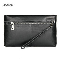 GENODERN New Men S Clutch Bag With Wristlet Genuine Leather Handbag For MenHand Purse Large Wallet Organizer Pursehot