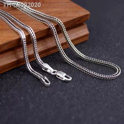 ▫ 1.6mm ThickPure S925 Sterling Silver Bright Classical Chopin Link Weave Fox Tail Pendant Chain Necklace Men Woman Fine Jewelry