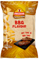 Mission Tortilla Chips ฺฺฺฺBBQ Flavoured 65g ขนมข้าวโพดทอดกรอบรสบาร์บีคิว ขนาด 65 กรัม (0298)