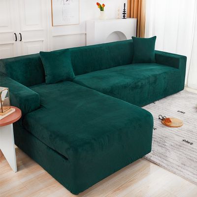 ❧✌ 2021 new winter plush sofa cover modern simple chaise longue all-inclusive couch cover elastic universal thicken slipcovers