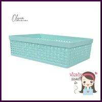 ตะกร้าพลาสติกลายหวาย KECH 18.8X26X8 ซม. สีเขียวPLASTIC WOVEN RATTAN STORAGE BASKET KECH 18.8X26X8CM GREEN **โปรโมชั่นสุดคุ้ม โค้งสุดท้าย**