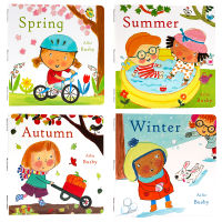 Spring summer summer autumn winter winter English original picture book childrens Enlightenment cardboard picture story book perceiving the four seasons child S play publishing parent-child interaction