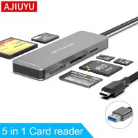 AJIUYU Type C เครื่องอ่านการ์ด5 In 1 USB C To CF XD MS ไมโคร SD M2 TF เครื่องอ่านการ์ดการ์ดความจำสำหรับแล็ปท็อป PC สมาร์ทเครื่องอ่านการ์ดหลาย OTG