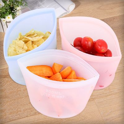 PEVA Fresh-keeping Silicone Food Storage Bag Reusable Storage Bags Leak Proof Freezer Silicone Lock Bags Kitchen Organizer Bag