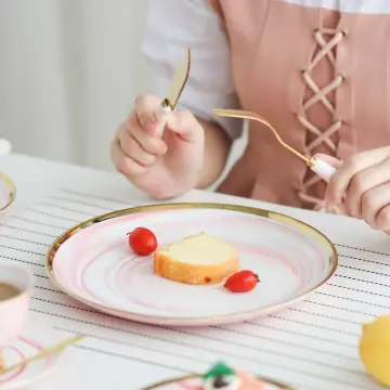 Pink Marble Ceramic Plate Online - Pink Ceramic Dinner Plate