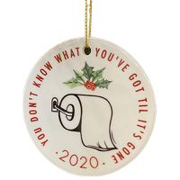 Christmas Ornament in Ceramic, Toilet Paper, TP, Shortage Quarantine Pandemic Keepsake, Holiday Tree Ornament