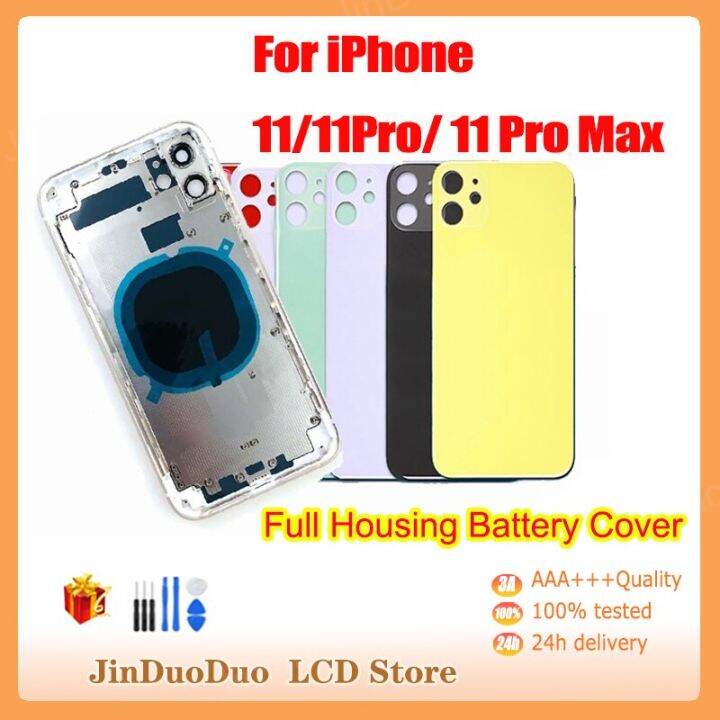 ปลอกหุ้มเต็มรูปแบบสำหรับ11-11pro-11-pro-max-กระจกประกอบฝาหลังปิดโทรศัพท์แชสซีโครงตรงกลางอะไหล่กับ-cato