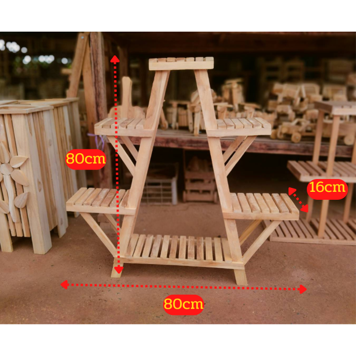 งานคุณภาพ-เกรดa-ชั้นวางของไม้สัก4ชั้น-ไม้สักแท้-ชั้นเก็บของ-ชั้นวางของ-ชั้นวางต้นไม้-ดอกไม้-ชั้น-เอนกประสงค์-ไม่ทำสี-ขนาด16x80x80ซม
