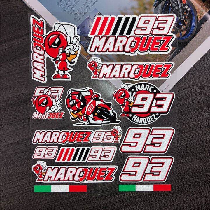 Reflective Decal 93 Marc Marquez Stickers Set Sheet of 93 46 Stickers ...