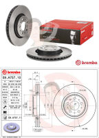 09 A757 11 จานเบรค ล้อ F (ยี่ห้อ BREMBO) รุ่น HC UV VOLVO S60 S80 V70 XC70 ล้อ 17"นิ้ว ปี2000-&amp;gt;