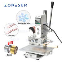 ZONESUN เครื่องปั๊มโลโก้หนัง PVC,เครื่องปั๊มลายนูนด้วยความร้อนกระดาษร้อนระบบดิจิทัล ZS-100C