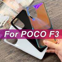 ใสใสสำหรับ POCO F3ฝาหลังแบตเตอรี่เคสกระจกด้านหลังตัวเครื่องมีอะไหล่กล้องถ่ายรูป + สติกเกอร์