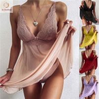 Fashion Women V-neck Sling Nightdress Lace Pajamas