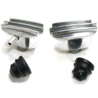 Car Polished Aluminum Finned Oval Air PCV Breather Combo- Cover for Nostalgia Accessories 6100FP 6101FP Breather Kit