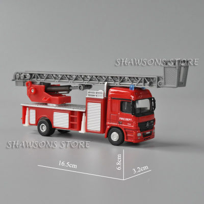 Joy City 1:72 Scale Diecast Vehicle Model Toys Actros V8 Fire Fighting Truntable Ladder Truck