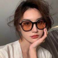 [COD] Sunglasses 2022 new trendy womens summer seaside brown anti-ultraviolet net red retro fashion sunglasses big face looks thin