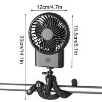 GBUATG พัดลมพัดมือถือขนาดเล็กแบบพกพาสำหรับรถเข็นเด็กพัดลมปลาหมึกพร้อมพัดลมชาร์จไฟได้ขาตั้งกล้องแบบยืดหยุ่นสำหรับห้องนอนกลางแจ้ง