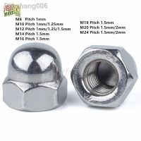 ▧卍✁ 1-2pcs M8 M10 M12 M14 M16 M18 M20 M24 (pitch 1/1.25/1.5/2mm)304 Stainless Steel Fine thread Nuts/Cap Nuts