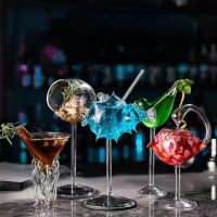 ◕ Cocktail Glass Unusual Shape Glasses Bird Glass Transparent Cocktail Glasses Design Creative Glassware for Bar Fish Cup Cupel