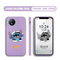 GGK เคสสำหรับ Vivo Y02 Y02T Y02A การ์ตูนตลก Lio &amp; Stitch เคสโทรศัพท์ปลอกซิลิโคนของเหลวทรงสี่เหลี่ยมแบบดั้งเดิมเคสป้องกันทนแรงกระแทกกล้องคลุมทั้งหมด