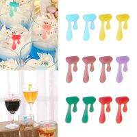 12pcs Wine Glass Marker Silicone Wate Drop Creative Reusable Cup Sign Wine Identifier for Champagne Martini Cocktails