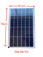 Pin năng lượng mặt trời kích thước 70 x 35 - 35w, dây dài 5 mét