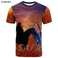 Xzx180305 ANZAC Day 2022 lesse how Australia Aboriginal 3D printed high quality mill fiber T-shirts round neck men feminine casual Ops