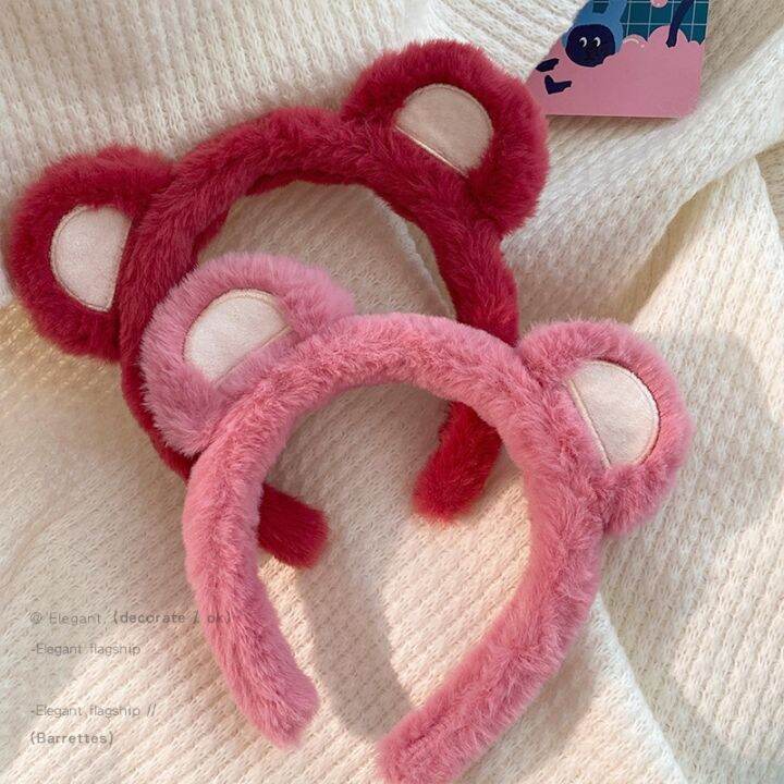 cod-strawberry-ear-headband-female-pink-net-2022-new-headwear-washing-face-hair-cave