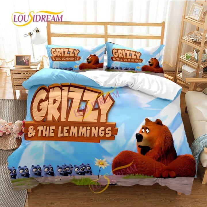 hot-print-grizzy-and-the-lemmings-duvet-cover-set-four-three-piece-soft-bed-sheet