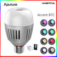 Aputure หลอดไฟ LED อัจฉริยะ Accent B7c 7W,RGBWW CRI 95 + TLCI 96 + 2000K-10000K ปรับได้0-100% Stepless APP ควบคุม/แบตเตอรี่