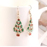 ‘；【- Christmas Earrings Zinc Alloy Festival Ornaments 1Pair Christmas Tree Earrings For Women Metal Stud Earring Fashion Gift Jewelry